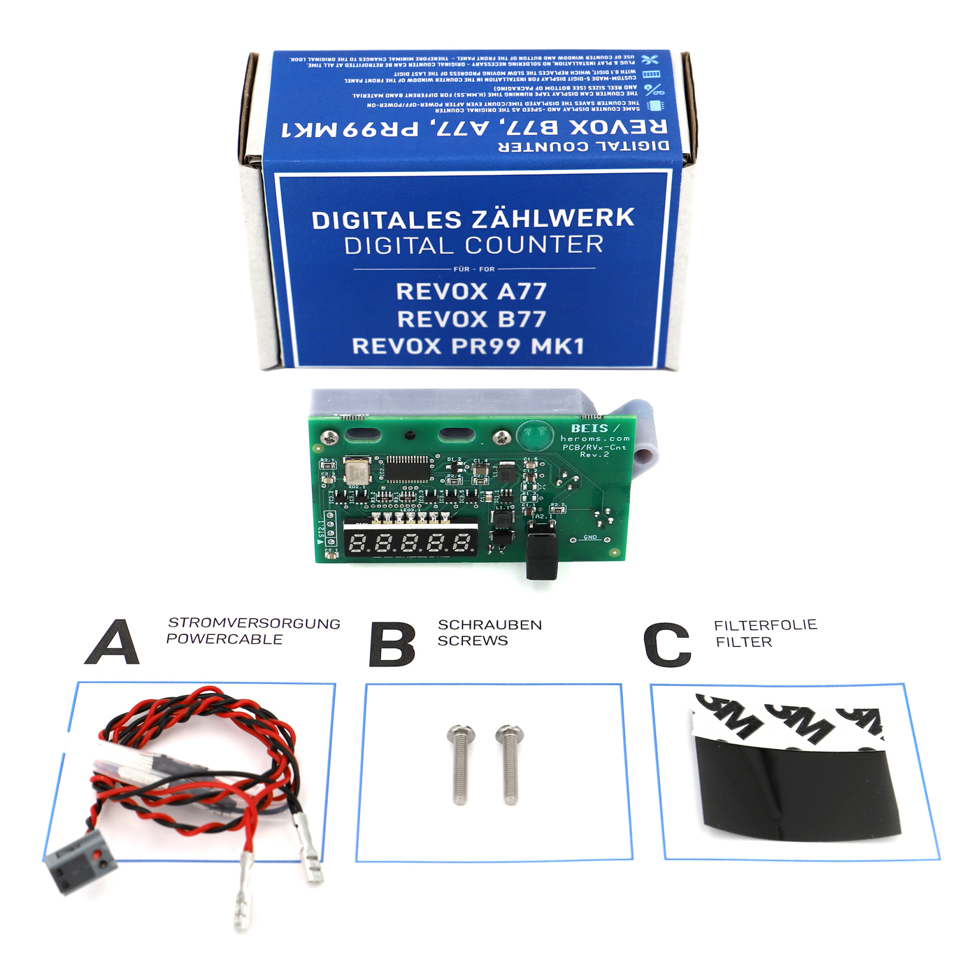 Echtzeit Zählwerk für Revox A77, B77 & PR99 MK1