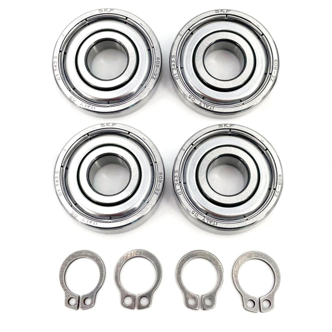 Kugellager + Sicherungsringe u.a. für Papst Wickelmotor-Wellen von div. Tonbandgeräten (8er Set)